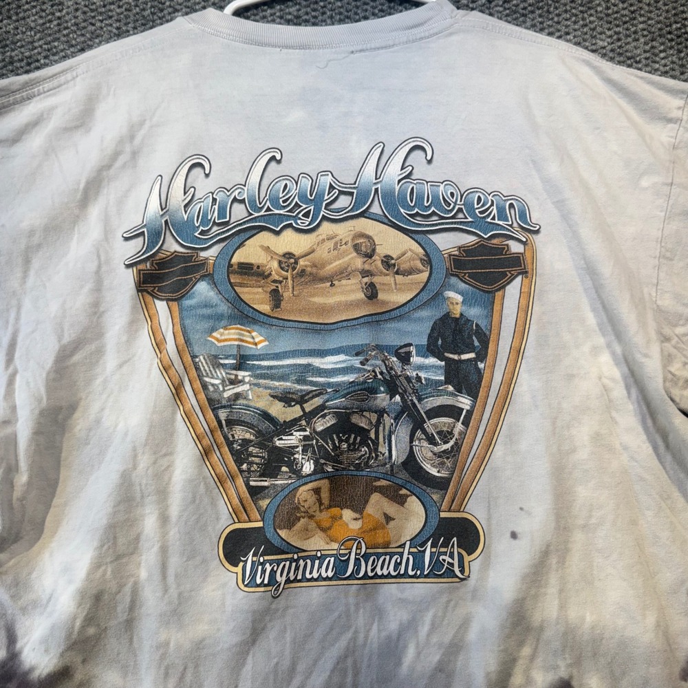 Harley-Davidson Virginia Beach T-Shirt 2009 Tie Dye Gray Mens XL Harley Haven